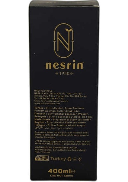 Nesrin Cennet Bahçesi Kolonyası 80 Derece Özel Seri Kutulu Pet Şişe 400 ml fiyatları