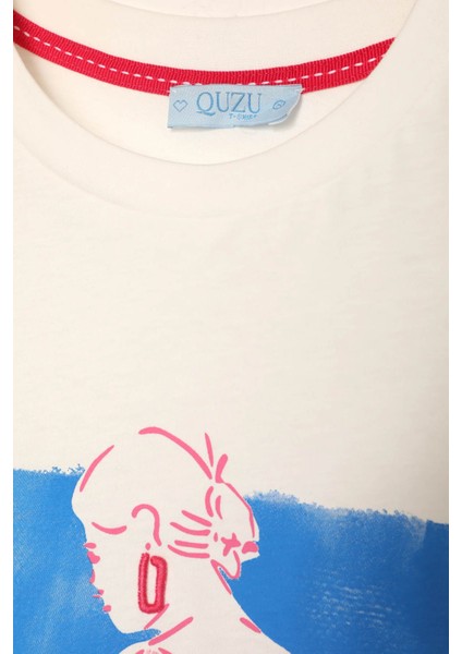 Nakış Yazılı Baskılı Ekru Kadın T-Shirt TSH00422 fiyatları