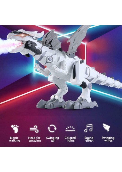 Sis Püskürtme Robotu Ejderha Oyuncak Çocuklar Yürüyen Dinozor Ateş Nefesli Su Spreyi Işıklar ve Seslerle (Yurt Dışından)