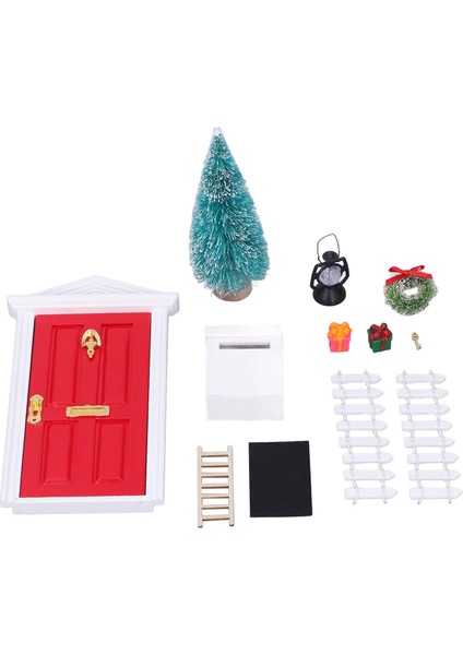 Mini Ahşap Kapı Seti Pürüzsüz Kenar Rengi Kalıcı Canlı Detaylar Bebek Evi Noel Seti 1:12 Bebek Evi Hediyeleri (Yurt Dışından) fiyatları