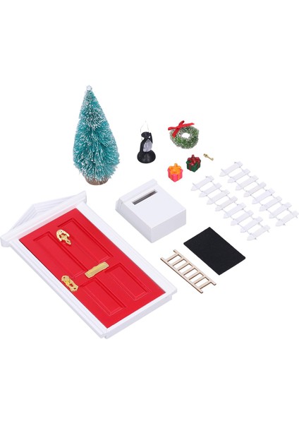 Mini Ahşap Kapı Seti Pürüzsüz Kenar Rengi Kalıcı Canlı Detaylar Bebek Evi Noel Seti 1:12 Bebek Evi Hediyeleri (Yurt Dışından) modelleri