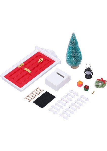 Mini Ahşap Kapı Seti Pürüzsüz Kenar Rengi Kalıcı Canlı Detaylar Bebek Evi Noel Seti 1:12 Bebek Evi Hediyeleri (Yurt Dışından) fırsatları