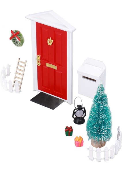 Mini Ahşap Kapı Seti Pürüzsüz Kenar Rengi Kalıcı Canlı Detaylar Bebek Evi Noel Seti 1:12 Bebek Evi Hediyeleri (Yurt Dışından) indirimleri