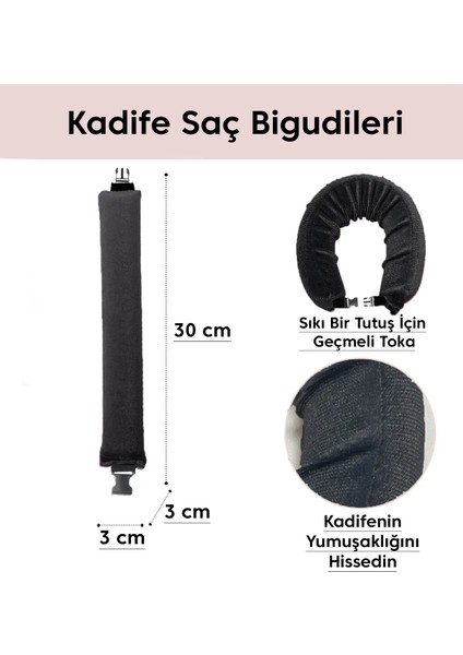 Gül Kurusu Kadife Saç Şekillendirici Kadife Saç Sosisi ve Kadife Saç Bigudi Isısız Saç Şekillendirme
