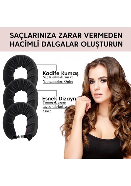 Gül Kurusu Kadife Saç Şekillendirici Kadife Saç Sosisi ve Kadife Saç Bigudi Isısız Saç Şekillendirme