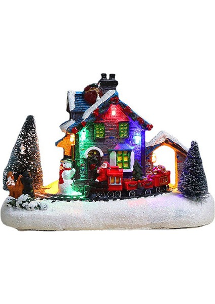 LED Işıklı Noel Köy Evi Reçine Koleksiyonluk Noel Sahnesi Köy Evleri Figür Süslemeleri Dekorasyon Hediyeleri (Yurt Dışından)