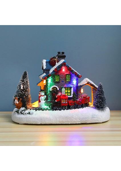LED Işıklı Noel Köy Evi Reçine Koleksiyonluk Noel Sahnesi Köy Evleri Figür Süslemeleri Dekorasyon Hediyeleri (Yurt Dışından) fırsatları