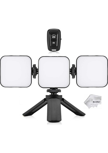 Puluz PU529B 3x 64 LED Light 5W 800 Lümen Sürekli Işık Mini Tripod ve Kumanda