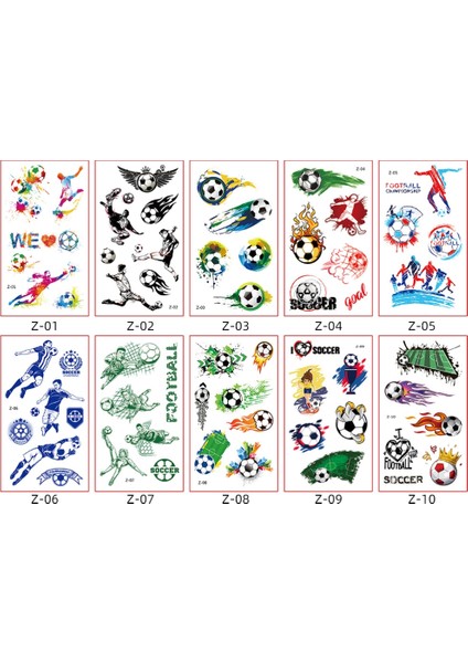 10 Adet Geçici Futbol Dövmeleri Seti Çocuklar Için Su Geçirmez Dövme Etiketi Futbol Partisi Hediyeleri Malzemeleri Süslemeleri (Yurt Dışından)