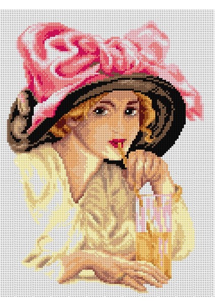 Baskılı Goblen Şapkalı Kız 2783 30*40 cm