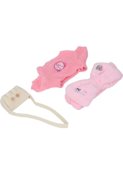 30CM Peluş Bebek Kıyafeti Sevimli Pembe Örgü Kazak Yumuşak Kafa Bandı Çapraz Askılı Çanta Peluş Hayvan Oyuncak Kıyafeti (Yurt Dışından) fırsatları