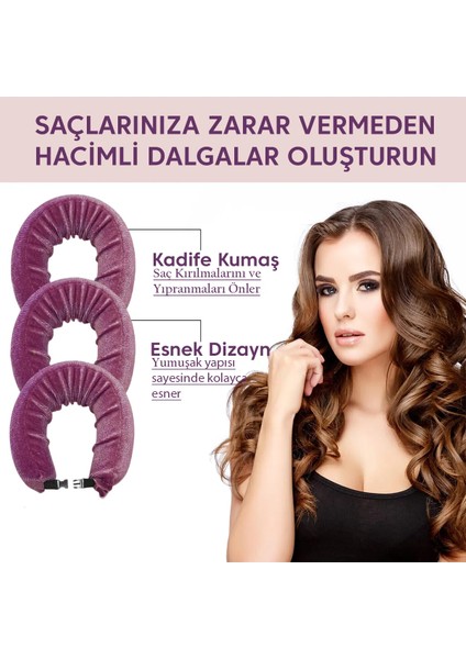 Gül Kurusu Kadife Saç Şekillendirici Kadife Saç Sosisi ve Kadife Saç Bigudi Isısız Saç Şekillendirme