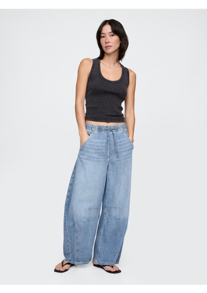 Kadın Mavi Mid Rise Ultrasoft Horseshoe Jean Pantolon