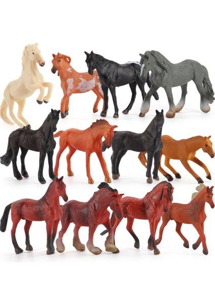 12 Adet Mini Aksiyon Figürleri At Oyuncak Modeli Simülasyonu Pvc Minyatür At Hayvanları Oyuncak Oyun Seti Çocuklar Için Eğitici Oyuncak (Yurt Dışından)