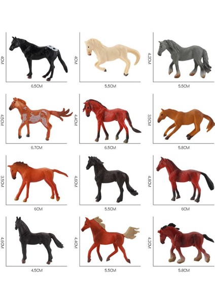 12 Adet Mini Aksiyon Figürleri At Oyuncak Modeli Simülasyonu Pvc Minyatür At Hayvanları Oyuncak Oyun Seti Çocuklar Için Eğitici Oyuncak (Yurt Dışından)