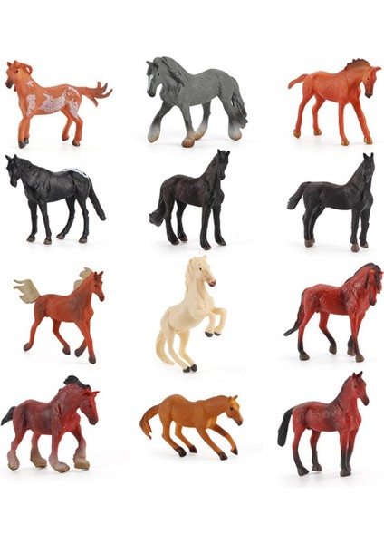 12 Adet Mini Aksiyon Figürleri At Oyuncak Modeli Simülasyonu Pvc Minyatür At Hayvanları Oyuncak Oyun Seti Çocuklar Için Eğitici Oyuncak (Yurt Dışından)