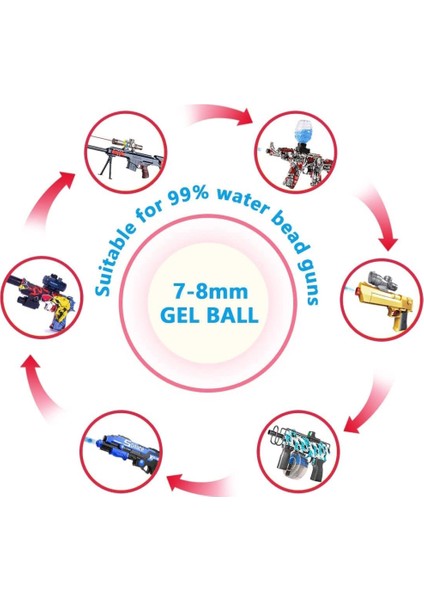 50000 Adet Su Boncukları Yedek Mühimmat 7-8mm Jel Sıçrama Su Topu Jel Topu Çocuklar Için Sıçrama Safra Silahı (Yurt Dışından)