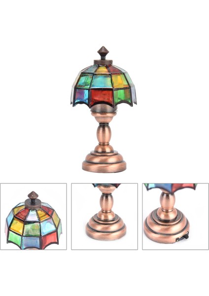 1:12 Dollhouse Kablosuz LED Masa Lambası Renkli Abajurlu Minyatür Masa Lambası (Yurt Dışından) indirimleri