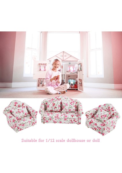 1/12 Ölçekli Bebek Evi Aksesuarları Çiçek Desenli Mini Mobilya Kanepe Takımı Sırt Yastıkları (#2) (Yurt Dışından)