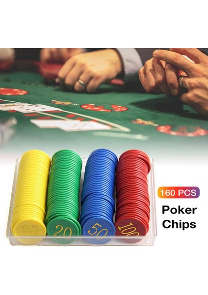 160 Adet Plastik Poker Fişi Değeri 10 20 50 100 Jetonlar Madeni Paralar Masa Oyunu Fişleri Için Büyük Sayılar (Yurt Dışından) indirimleri