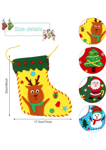 Noel Çantası El Sanatları Seti 4 Set Noel Çorabı Şekilli Çanta El Sanatları Setleri Çocuklar Için Dikiş Seti Kendin Yap Şeker Hediye Çantası Dekorasyonu (Yurt Dışından) fiyatları