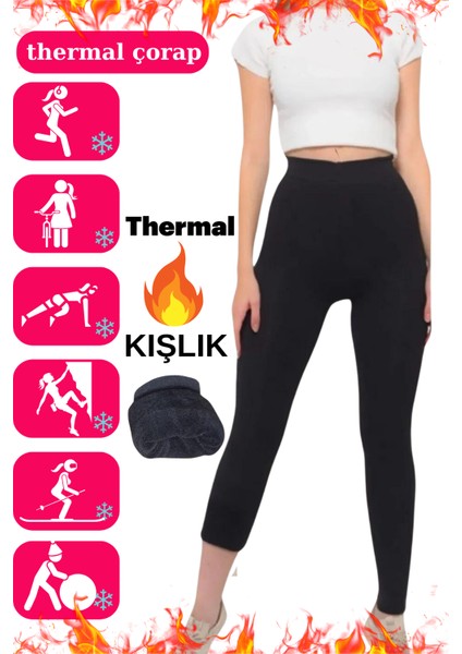 Termal Yüksek Bel Kadın Havlu Tayt