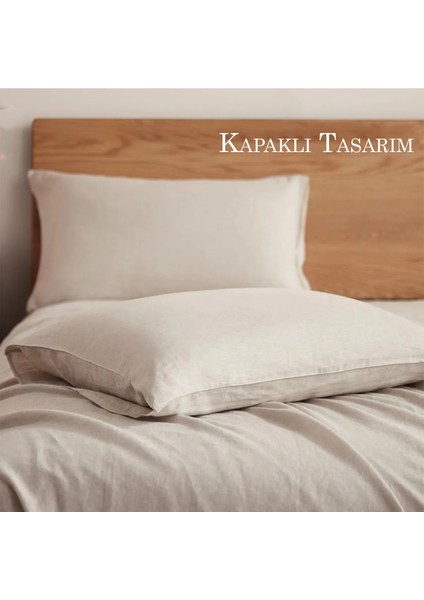 2 Adet %100 Doğal Ham Yıkanmış Keten Buldan 50X70 Yastık Kılıfı