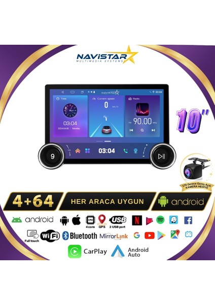 Hyundai IX35 Dual Knob 10&quot; Kablosuz Carplay 4gb + 64GB Android 13 Navigasyon Multimedya Sistemi 2009-2015