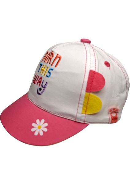 Spteks Kitti 0-18 Aylık Kız Bebek Beyaz Renk Baskı ve Nakış Figürlü Yazlık Kep Şapka