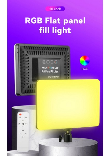 Pm-26 Kumandalı 96 LED 13 Watt 1500 Lümen Rgb Fotograf ve Video Işığı ve 200CM Işık Ayağı Standı