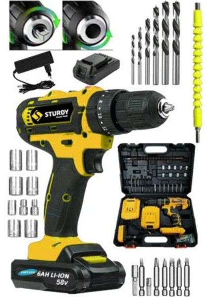 Japon Professıonel Tools 58V8AH New-R Seri Metal Şanzuman Şarjlı Çift Akülü Vidalama 27PRÇ Uç Setli