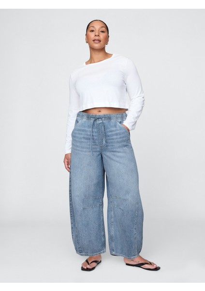 Kadın Mavi Mid Rise Ultrasoft Horseshoe Jean Pantolon indirimleri