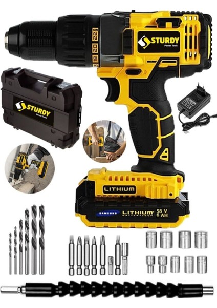 Japon Professıonel Tools 58V 8AH Gt-Fr Metal Şanzıman Şarjlı Çift Akülü Vidalama 27PRÇ Uç Setli