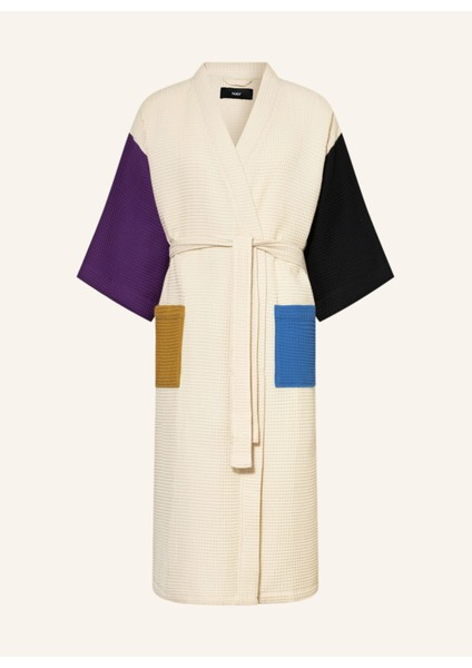 Unisex Kimono, Renk Bloklu, Şal Yakalı, %60 Pamuk, 125 cm Uzunluk