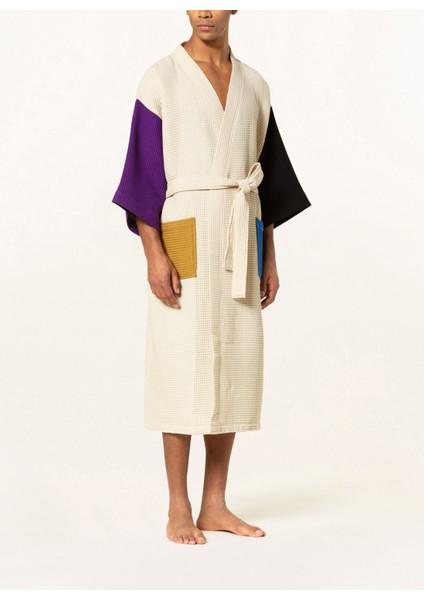Unisex Kimono, Renk Bloklu, Şal Yakalı, %60 Pamuk, 125 cm Uzunluk fırsatları