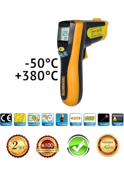 Dark Iı Kızılötesi Lazerli Sıcaklık Ölçer -50 380°C