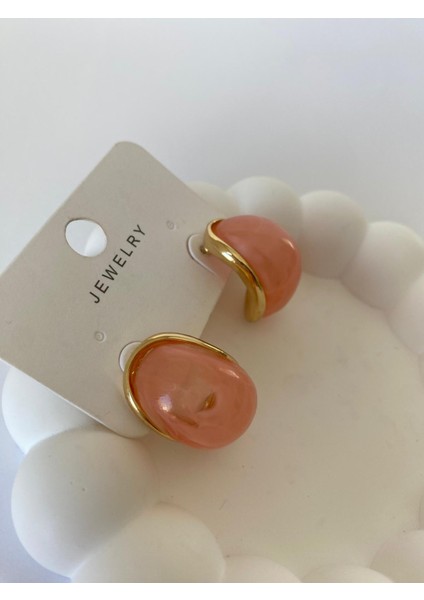 Bombeli Pembe Mineli Küpe modelleri