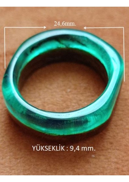 Epoksi Reçine Ahşap Yeşil El Yapımı Yüzük Yüzük Ölçüsü 22