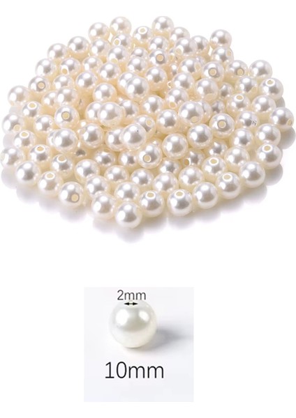 250 Gram 10MM Krem Renk Plastik Inci Boncuk Çanta ve Takı Yapım Boncuğu (~475 Adet)