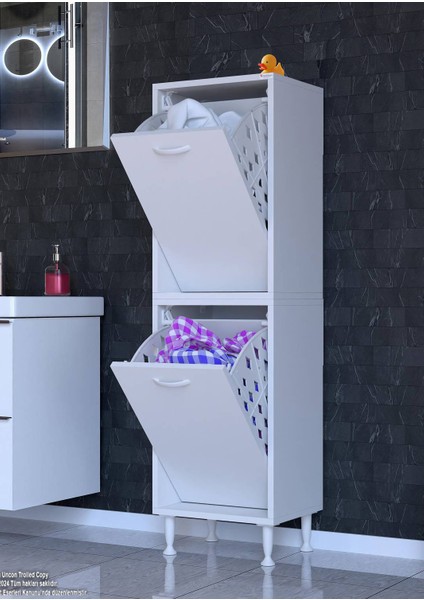 45X138X32,5 cm Akıllı Sepetli Mutfak Dolabı – 2 Gözlü, Hava Sirkülasyonlu, Ayarlanabilir Ayaklı
