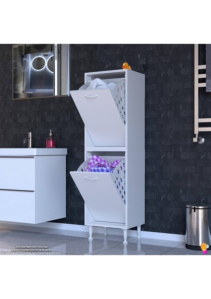 45X138X32,5 cm Akıllı Sepetli Mutfak Dolabı – 2 Gözlü, Hava Sirkülasyonlu, Ayarlanabilir Ayaklı