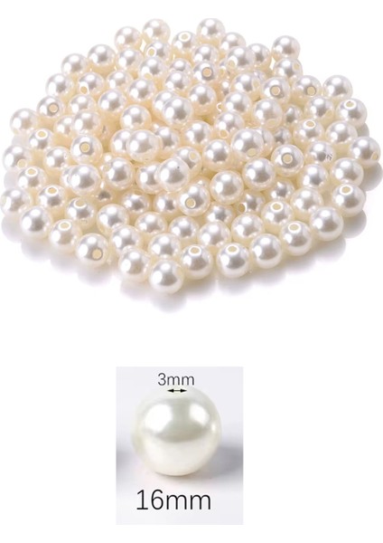 250 Gram 16MM Krem Renk Plastik Inci Boncuk Çanta ve Takı Yapım Boncuğu (~85 Adet)