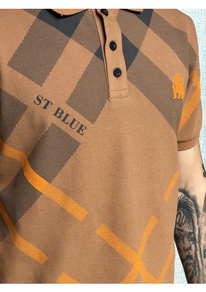 Polo Yaka T-Shirt %95 Pamuk Premium A+ Kalite Kahverengi Penye Çekme Solma Bozulma Yapmaz Garanti Stblue fırsatları
