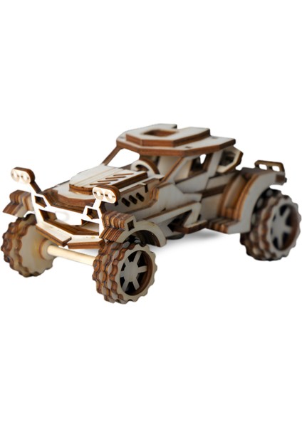 Ahşap Off-Road Araba Maketi - 73 Parça 3D Puzzle - Mini Boy Hobi Puzzle Seti