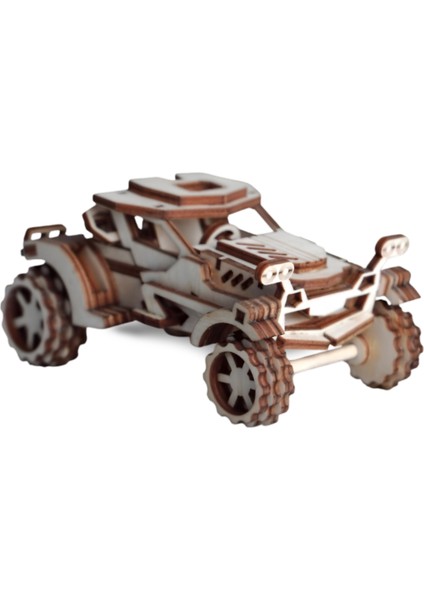 Ahşap Off-Road Araba Maketi - 73 Parça 3D Puzzle - Mini Boy Hobi Puzzle Seti