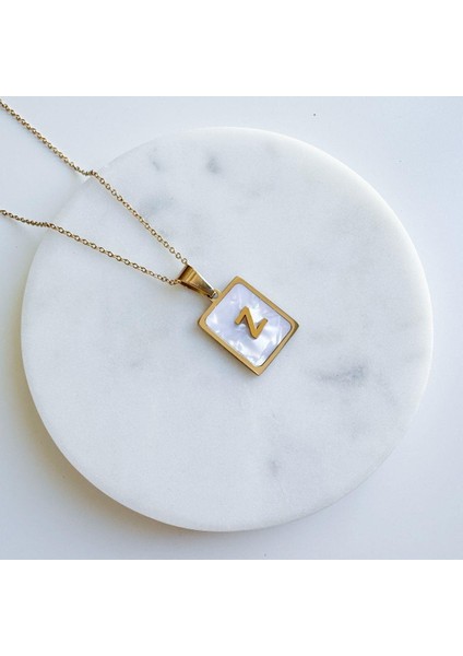 Çelik Sedefli Harf Kolye