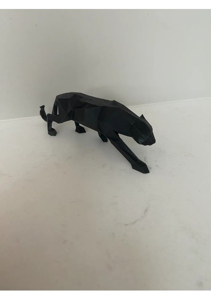 Geometrik Kubik Kara Panter - Dekortif Koleksiyon Ürün 18CM Siyah