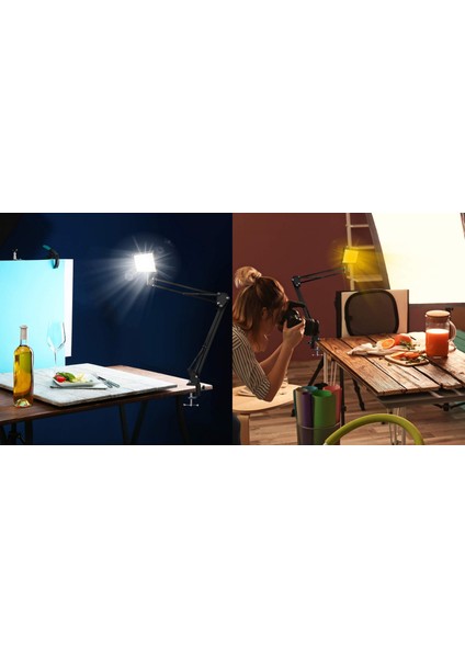 3 Lü 19CM 13 Watt 120 LED Fotograf Video Işığı Kelepçeli Masa Kıskaç Kolu Seti Ürün Youtube Canlı Yayın Vb