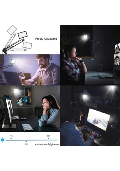 3 Lü 19CM 13 Watt 120 LED Fotograf Video Işığı Kelepçeli Masa Kıskaç Kolu Seti Ürün Youtube Canlı Yayın Vb