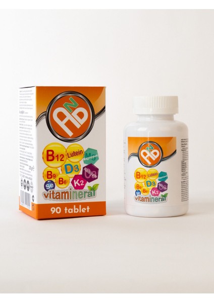 -Vitamin D3 K2 B12 B9 B6 Magnezyum Kompleks, Kalsiyum, Lutein ve Selenyum İçeren Gıda Takviyesi